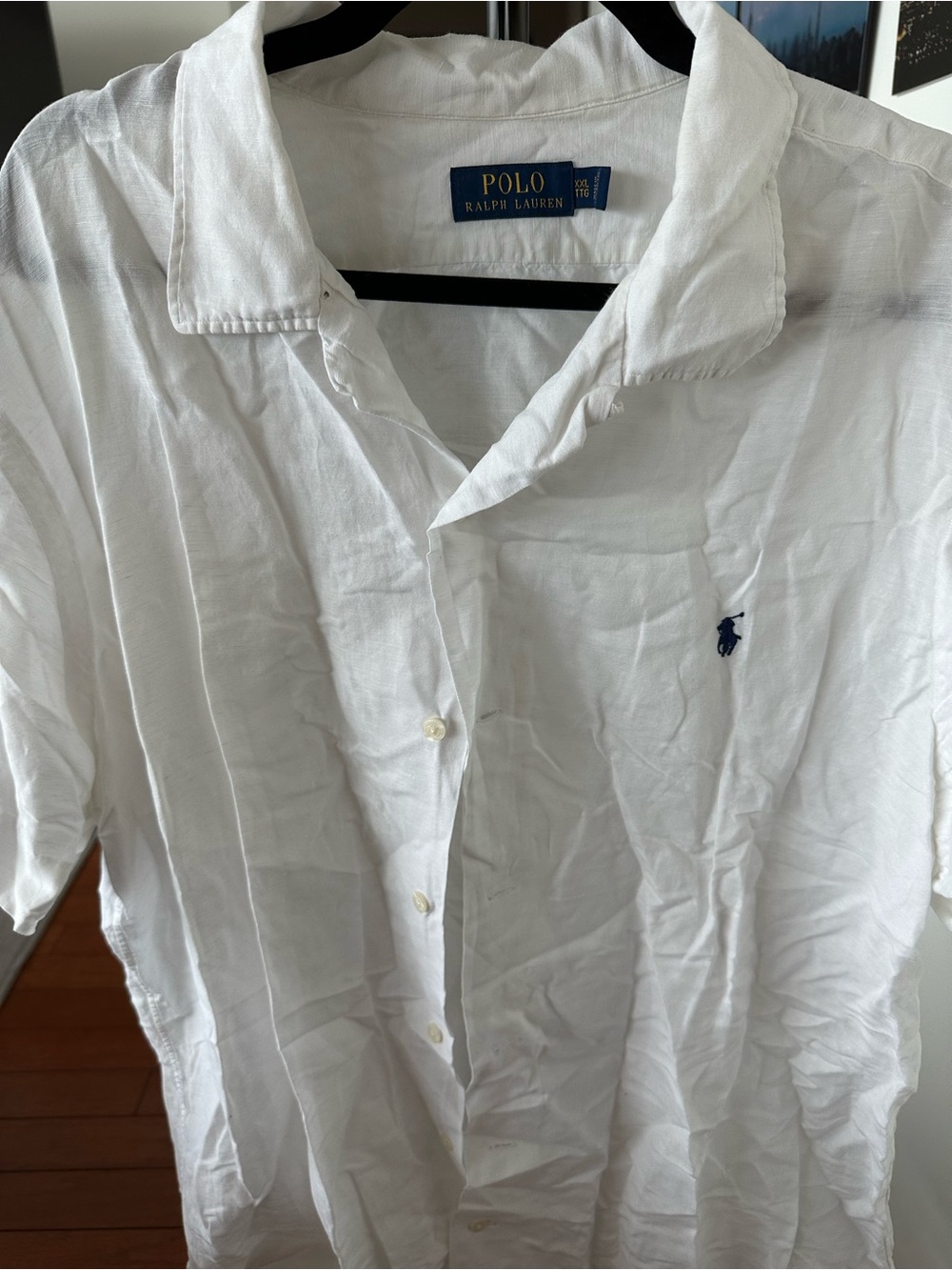Polo by Ralph Lauren White Short-Sleeve Button-Down Shirt with Navy Pony